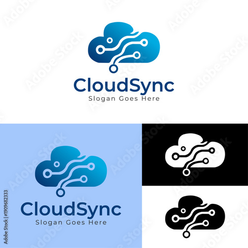 Cloud Circuit Logo – Data Network & Sync Icon