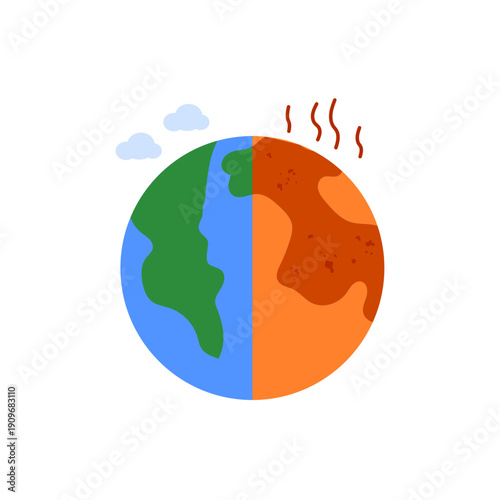 Split Comparison of Healthy Earth and Burnt Dried Planet