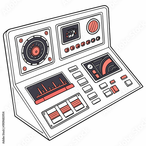 A vintage radio and television set with multiple dials and knobs.