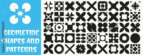A collection of various geometric shapes and patterns displayed on a white background.