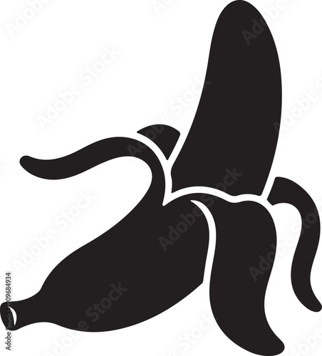 Peeled Banana Icon Black Silhouette of an Open Banana Fruit Healthy Food and Nutrition Symbol