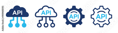 API icons showing cloud and gear integration concepts