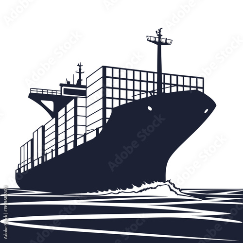 Large cargo ship sailing on calm waters with a full load of containers