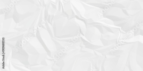 Crumple crushed white paper obsolete rumple craft design. wrinkle ripped creased crumple aged closeup recycled document grunge paper background.