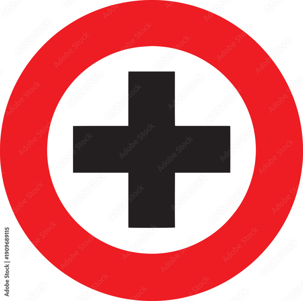 Fototapeta premium Black Cross In Red Circle