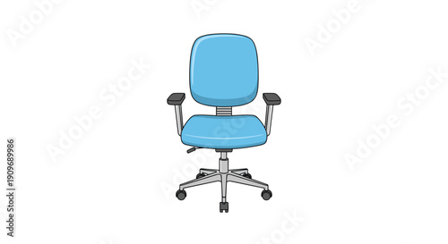 A modern blue ergonomic office chair with armrests and wheels, designed for comfort and support during long hours of work.