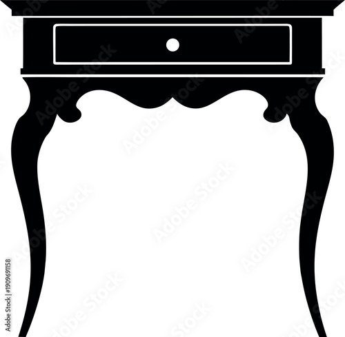 Classic vintage console table silhouette illustration design