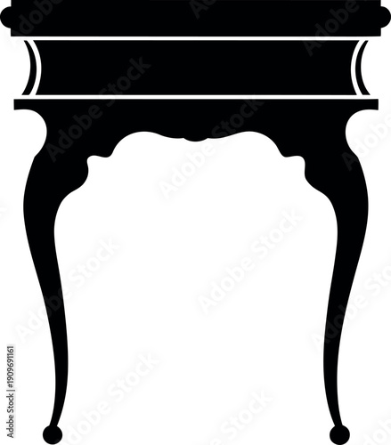 Ornate vintage console table silhouette illustration