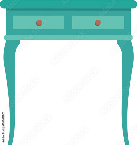Vintage teal console table minimalist illustration design