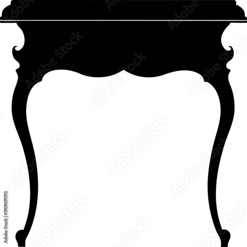 Elegant vintage console table silhouette illustration
