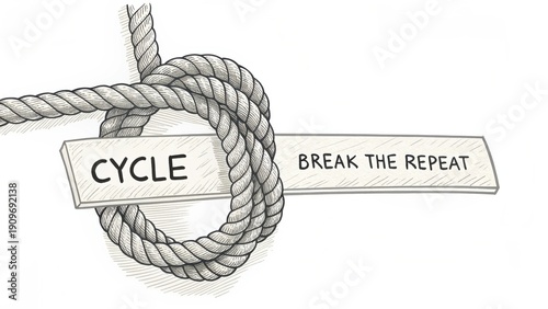 A detailed rope loop with a cycle message in a flat sketch