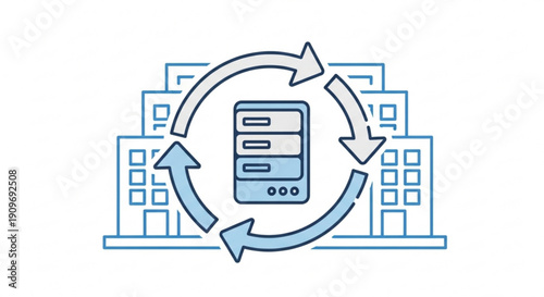 Modern data center server synchronization icon