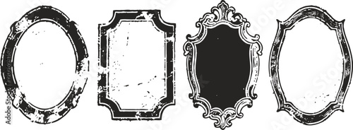 vintage ornamental frames set with distressed textures and decorative borders