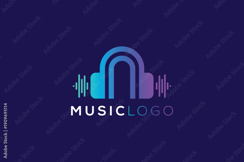 Fototapeta premium Letter N Headphone Logo Design for Music and Audio Technology Branding