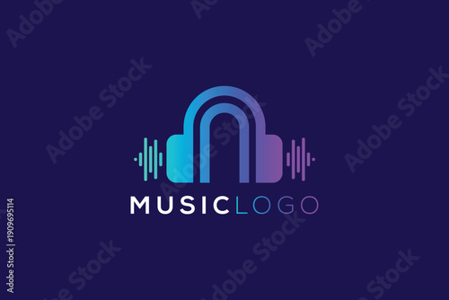 Letter N Headphone Logo Design for Music and Audio Technology Branding