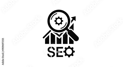 Searching for seo optimization with a magnifying glass silhouette