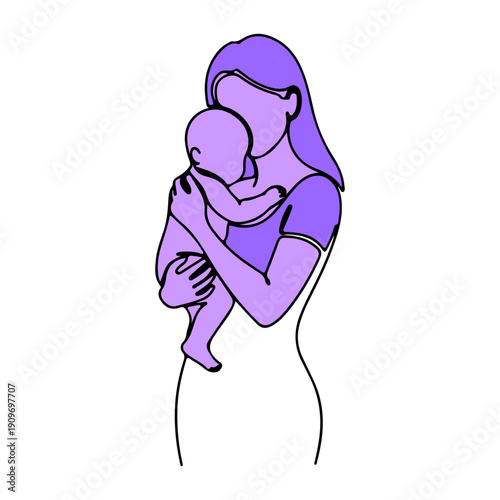 silhouette of a pregnant woman, woman, who appears to be standing or gently leaning, conveying a sense of calm and maternal posture, continuous line drawing digital illustration.ai