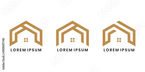 Modern geometric house logo set for real estate