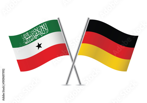 Somaliland and Germany crossed flags on a white background. Vector illustration. Free Download Somaliland and Germany crossed flags on a white background. Vector illustration. - GFXLoad