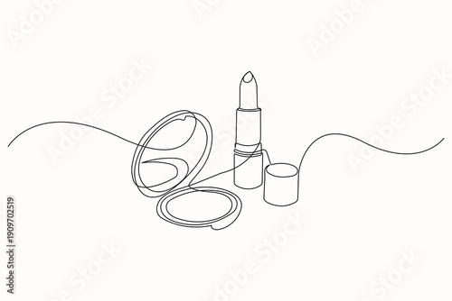 Lipstick one line art design and white background	