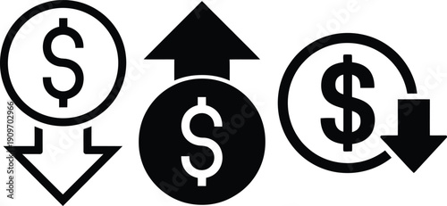 Graphic illustrating the fluctuation and circulation of currency in a market.