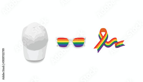 Clean Flat Lay Mockup: Essential Accessories for Corporate Pride and DEI Campaign Messaging