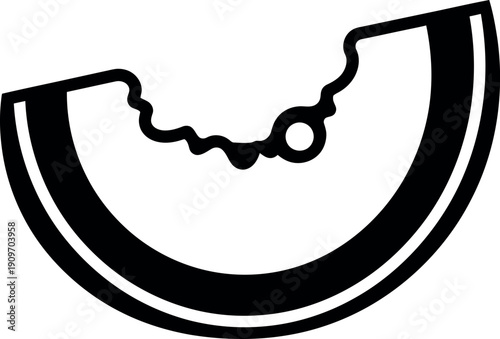 Black and white honeydew melon icon sweet summer fruit slice
