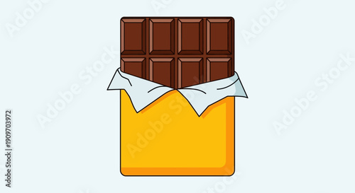 chocolate bar on yellow background.