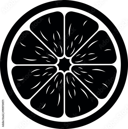 Black and white lemon icon citrus sour fruit kitchen ingredient