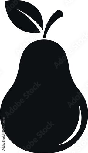 Black and white pear icon orchard fruit garden harvest silhouette