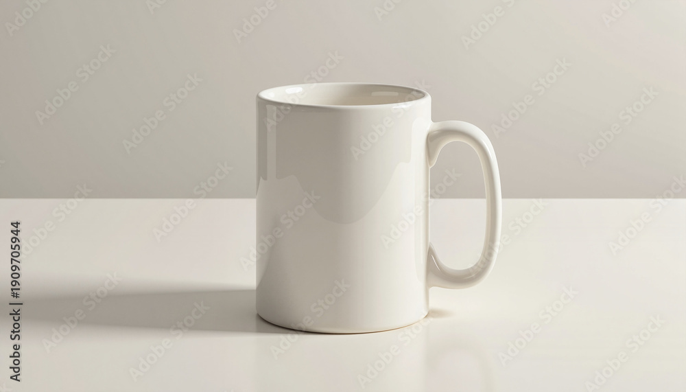 Obraz premium white ceramic mug placed on a clean surface against a minimalistic background for branding or product promotion purposes