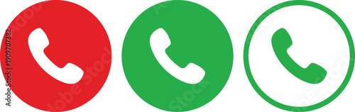 Three colorful telephone icons representing different call statuses
