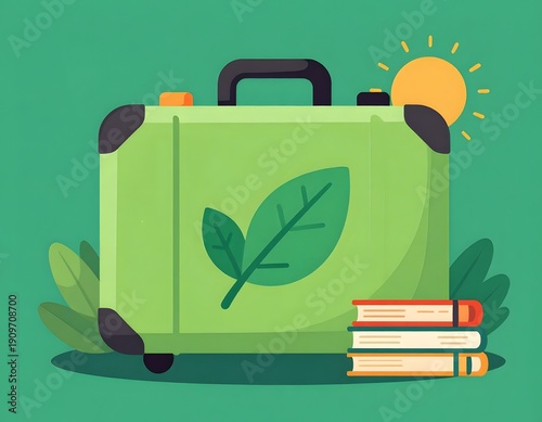 Eco Friendly Tourism Concept Illustration with Green Travel Elements, Sustainable Vacation Planning, Environmental Travel Awareness. 