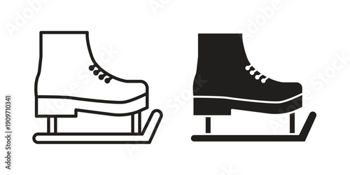 Ice skating icon concept template. linear or solid icon collection