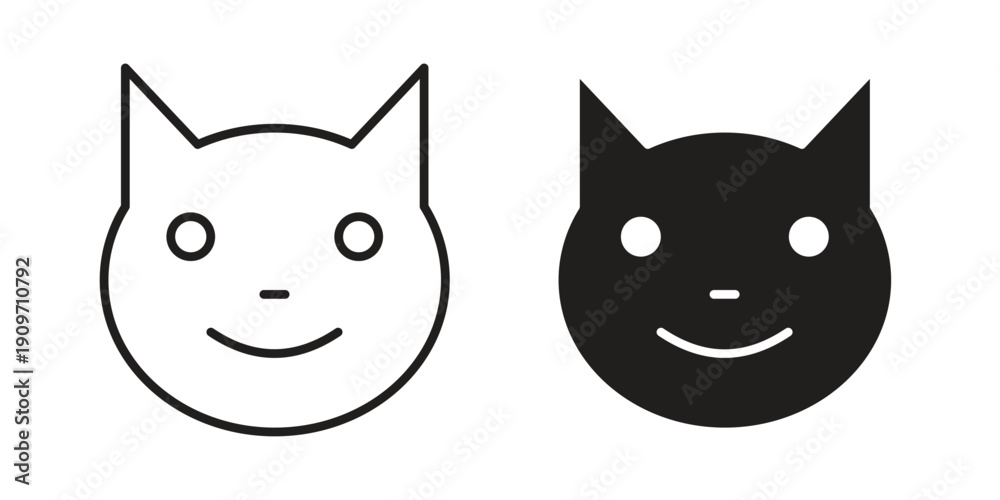 Fototapeta premium Kitten icon concept template. linear or solid icon collection