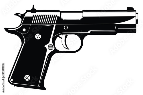 colt 1911 silhouette line art vector illustration