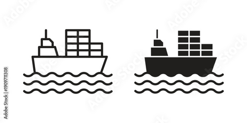 Logistic Ship icon concept template. linear or solid icon collection