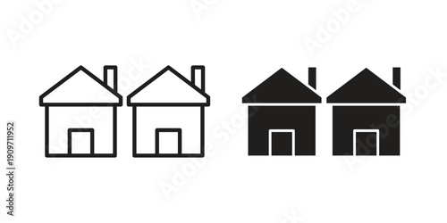 Neighborhood icon concept template. linear or solid icon collection