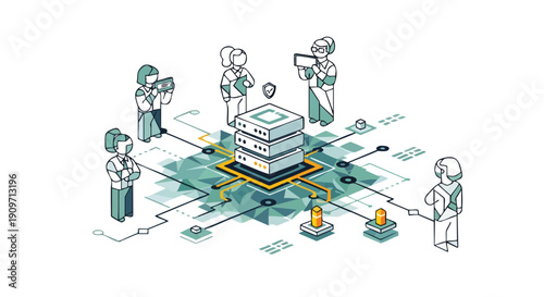 High-Level Professionals Strategizing Cloud Data Security and Centralized Server Architecture