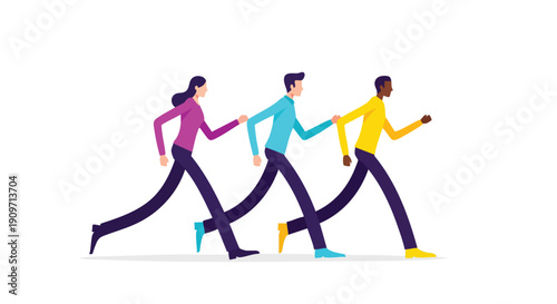 Collaborative Business Team Accelerating Progress and Achieving Corporate Velocity