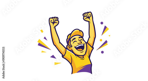 High-Energy Marketing Victory: Professional Mascot Celebrating Massive Success and Goal Achievement