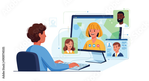 High-Impact Virtual Team Meeting: Achieving professional collaboration and efficiency through modern remote communication technology.