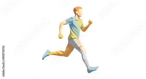 Abstract Velocity: Geometric Runner Symbolizing Business Momentum and Fast Track Execution