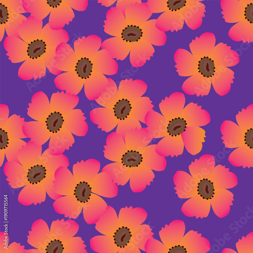 Cute seamless pattern with decorative flowers and leaves can be used for wallpapers, surface textures, textile,linen, kids cloth, pattern fills, page backgrounds and more designs