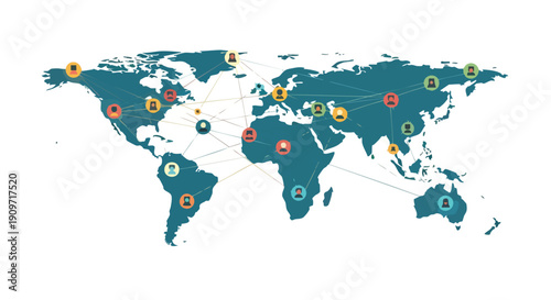 Global Business Network Visualization: Seamless Remote Team Connectivity and Worldwide Market Expansion Strategy