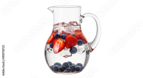 Φωτογραφία Refreshing fruit infused water in glass pitcher isolated PNG, healthy summer dri