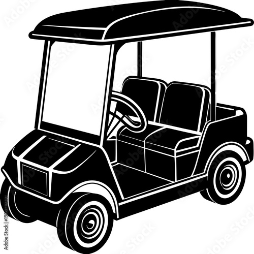 Cart silhouette graphic: A graphic rendering of a golf cart stands out with its clean lines and minimalist style, representing leisurely outings.