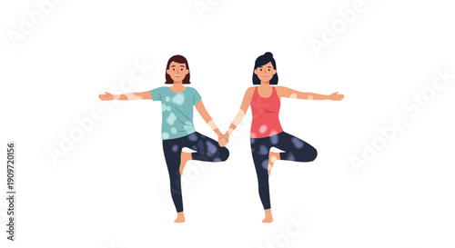 Harmonious Professional Partnership Illustration Showcasing Corporate Synergy and Wellness Balance