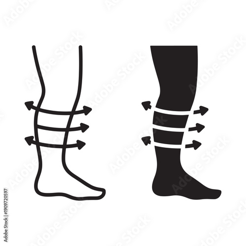 Compression socks illustration showing graduated pressure and foot coverage