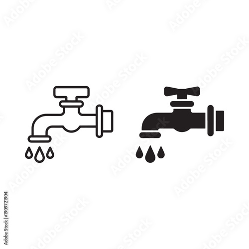 Simple illustration of a water tap with two different styles